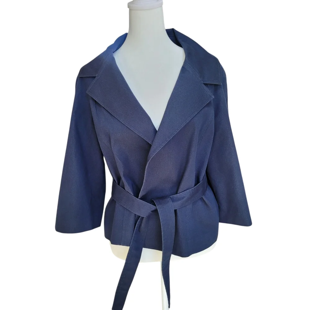 Michael Kors Women’s Navy Belted Kimono Sleeve Jacket Lightweight Wrap Coat